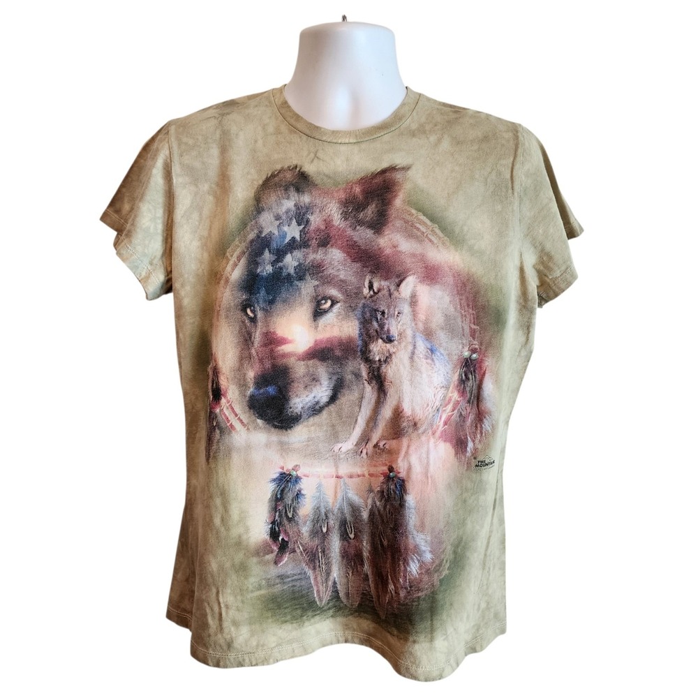 The Mountain Wolf American Flag Dreamcatcher T Shirt Womens XL 2012 Graphic Tee